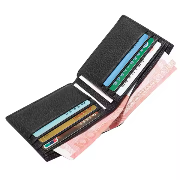 Black Pebble Leather Wallet - Image 4