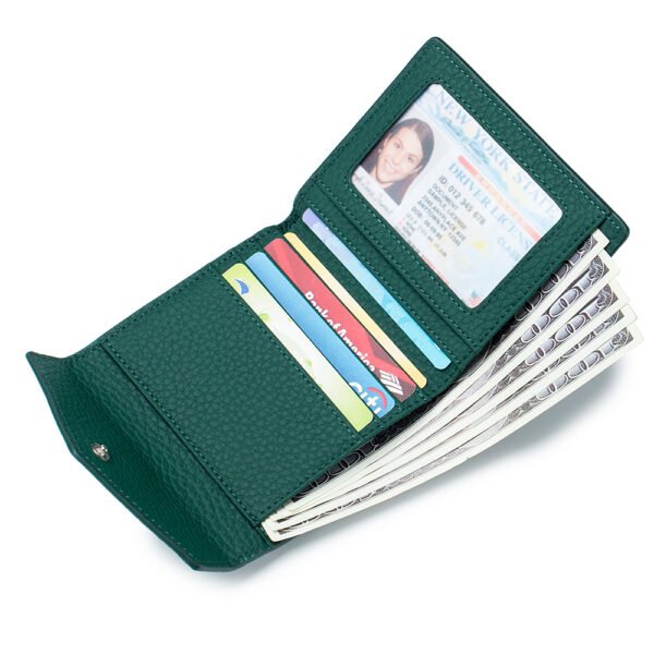 Green Pebble Leather Women Wallet - Image 2