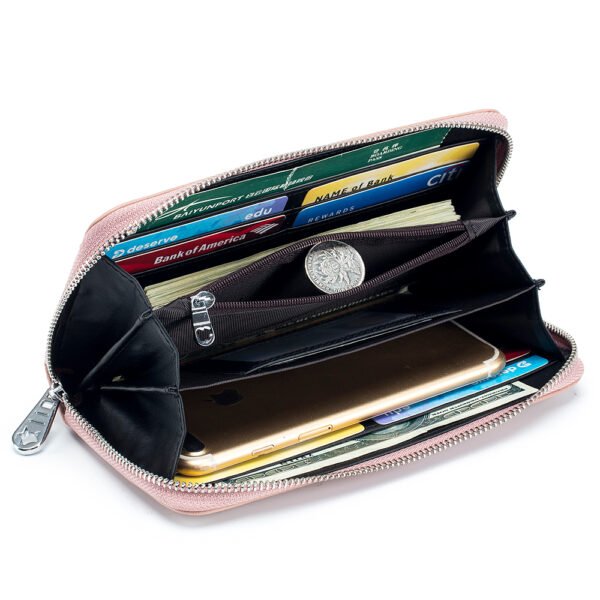 Pink Leather Women Long Wallet - Image 2
