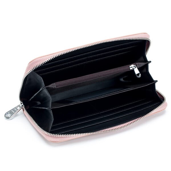Pink Leather Women Long Wallet - Image 3