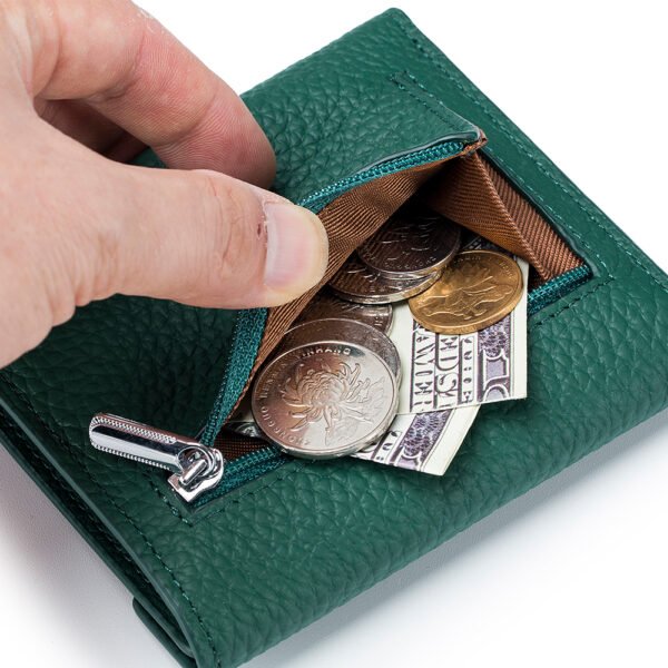 Green Pebble Leather Women Wallet - Image 4