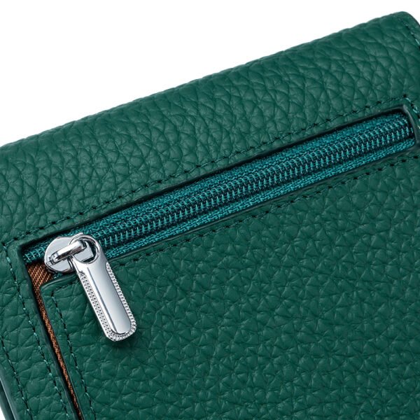 Green Pebble Leather Women Wallet - Image 5