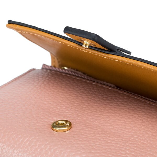 Pink Leather Women Short Wallet - Image 3
