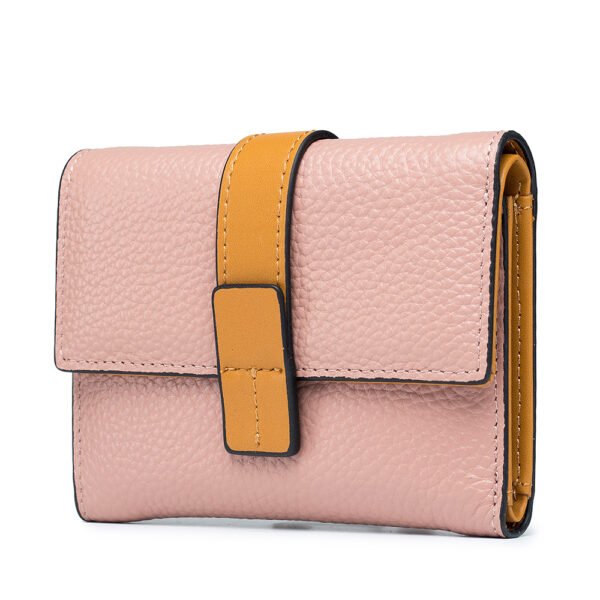 Pink Leather Women Short Wallet - Image 5
