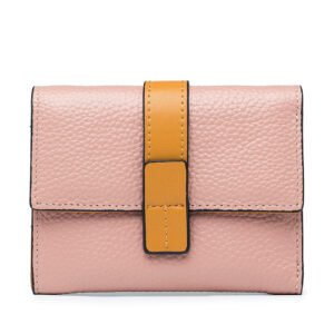 Pink Leather Women Short Wallet