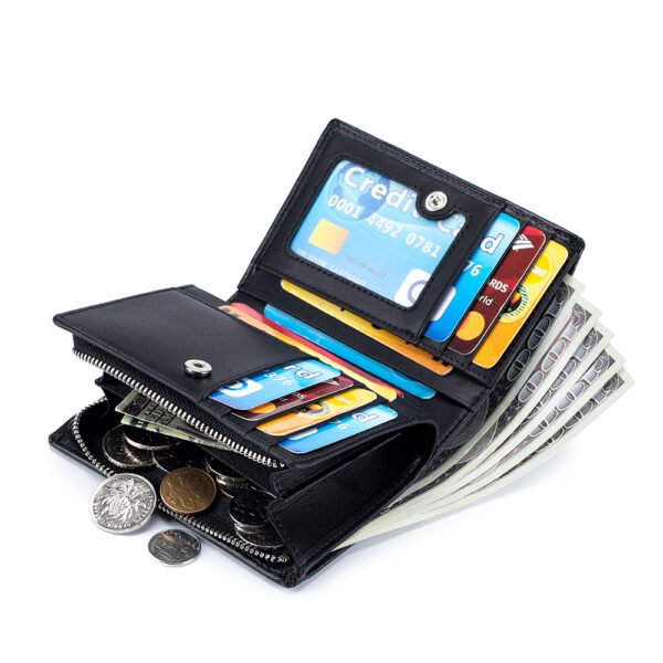 Black Soft Leather Card Holder Wallet - Image 6