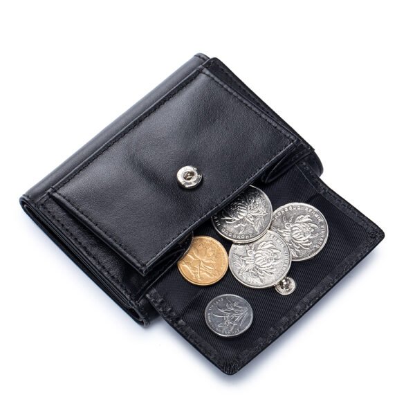 Black Soft Leather Trifold Coin Wallet - Image 3