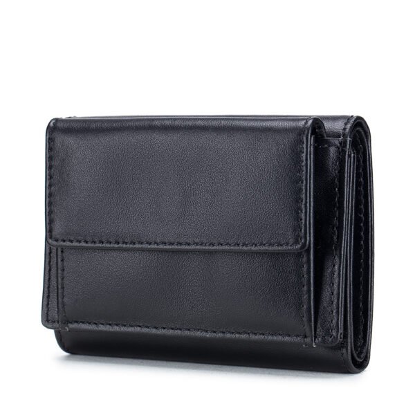 Black Soft Leather Trifold Coin Wallet - Image 4