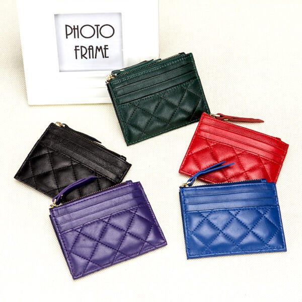Black Real Leather Zipper Card Holder - Image 5