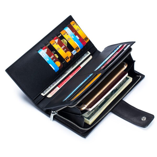 Black Soft Leather Long Wallet - Image 6