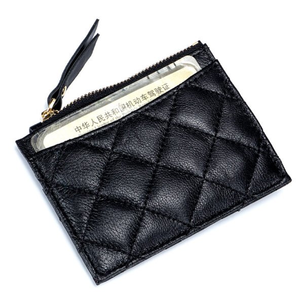 Black Real Leather Zipper Card Holder - Image 2