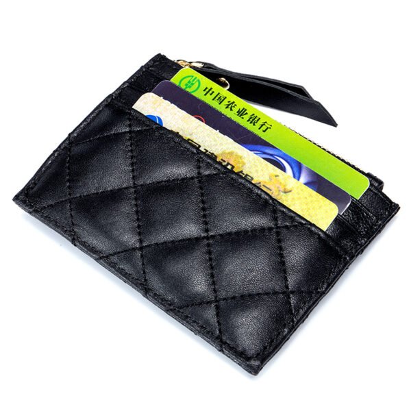 Black Real Leather Zipper Card Holder - Image 3