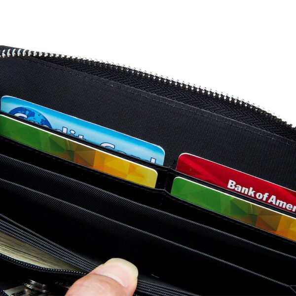 Black Leather Multi-card Holder Long Wallet - Image 3