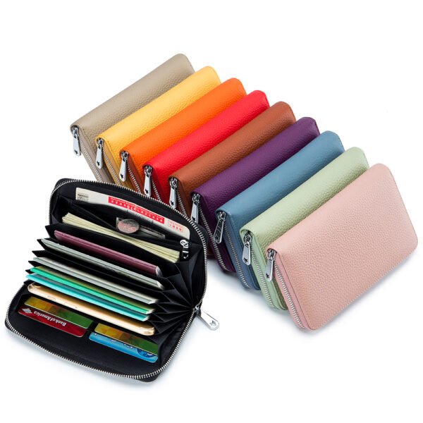 Black Leather Multi-card Holder Long Wallet - Image 4