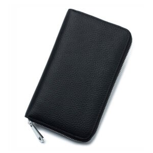 Black Leather Multi-card Holder Long Wallet