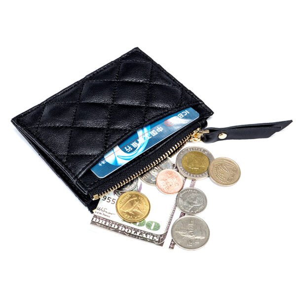 Black Real Leather Zipper Card Holder - Image 4