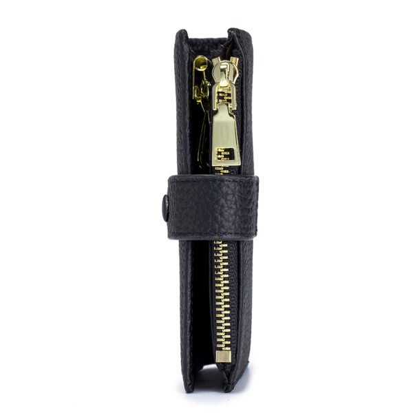 Black Leather Key Holder Button Wallet - Image 5
