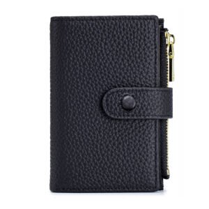 Black Leather Key Holder Button Wallet