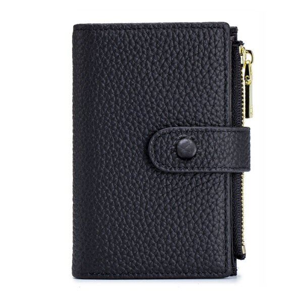 Black Leather Key Holder Button Wallet