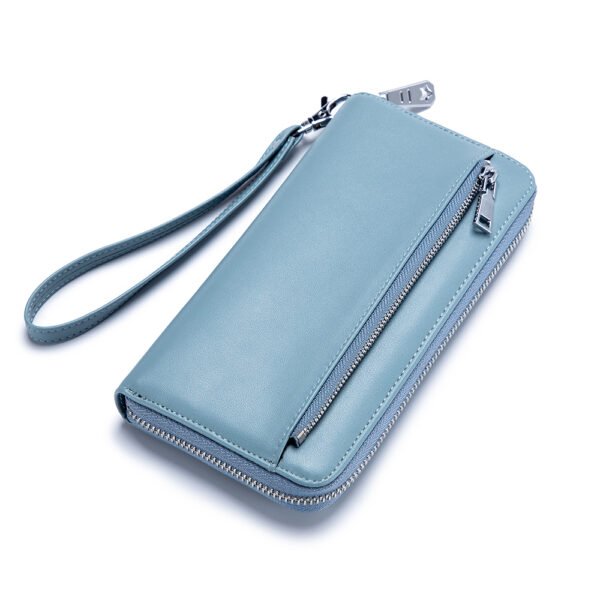 Blue Real Leather Wristlet Wallet