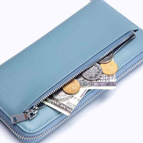 Blue Real Leather Wristlet Wallet - Image 5