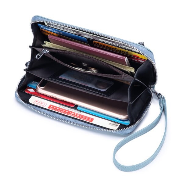 Blue Real Leather Wristlet Wallet - Image 7