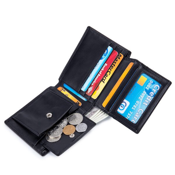 Black Cowhide Leather Men Wallet - Image 3