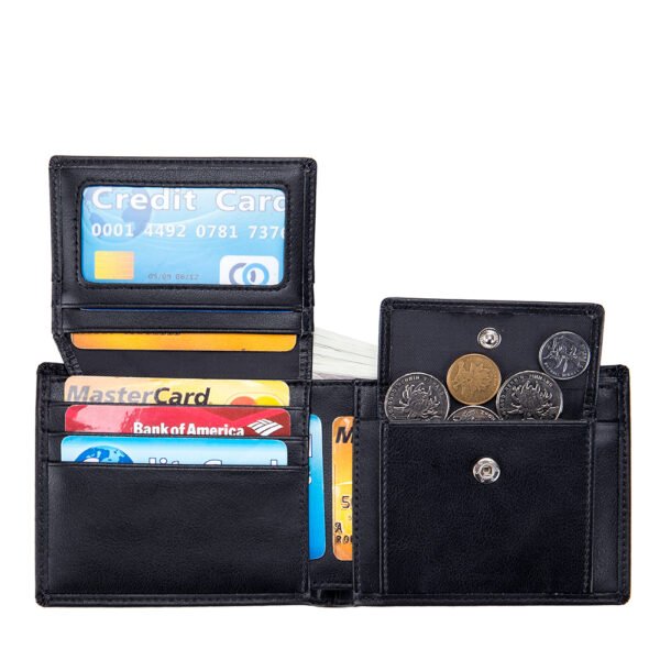 Black Cowhide Leather Men Wallet - Image 4