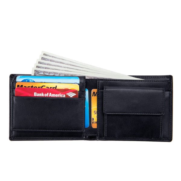 Black Cowhide Leather Men Wallet - Image 5