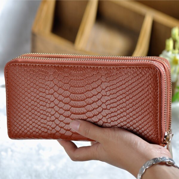 Crocodile Leather Women Long Wallet - Image 3