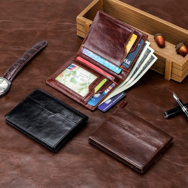Black Wax Oil Leather Man Wallet - Image 2