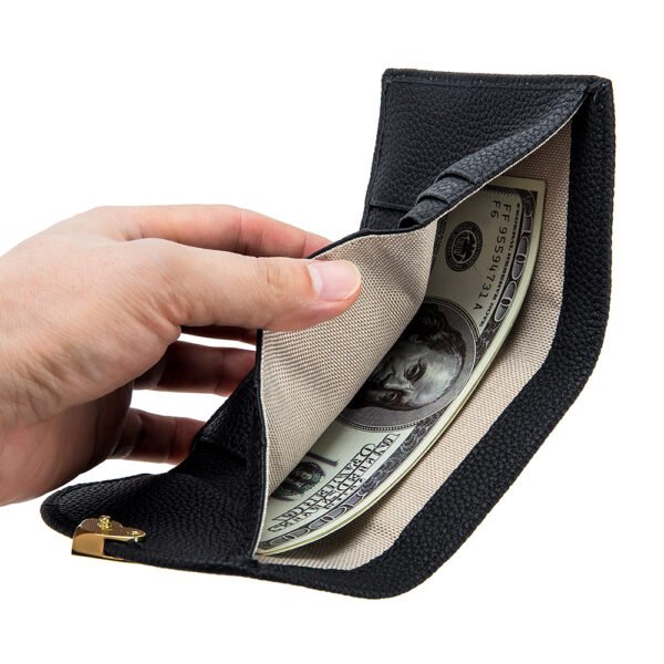 Black Real Leather Coin Purse Wallet - Image 2