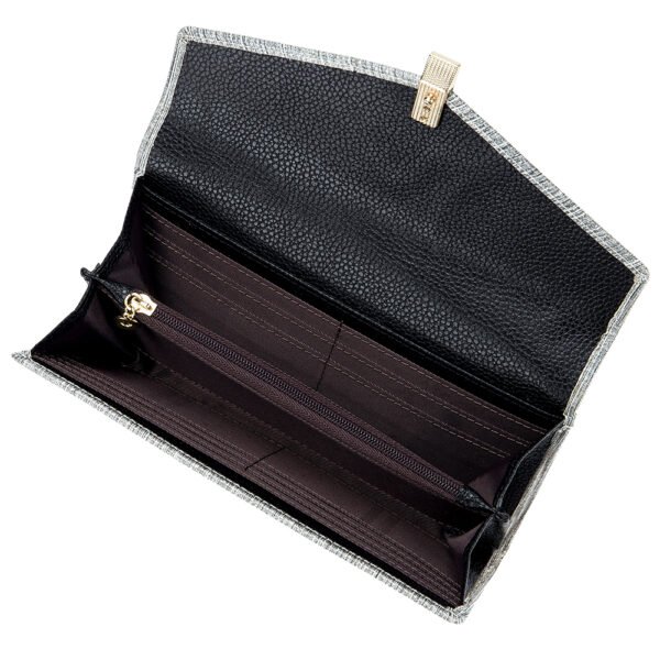 Silver Leather Evening Wallet Purse - Image 3