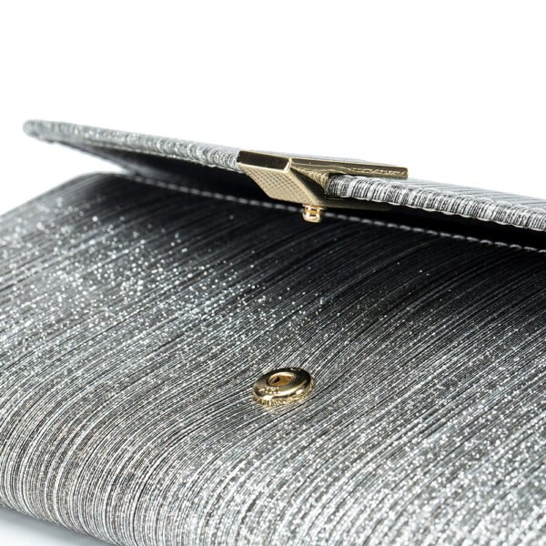 Silver Leather Evening Wallet Purse - Image 5