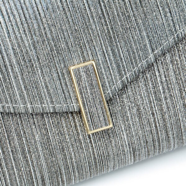 Silver Leather Evening Wallet Purse - Image 6