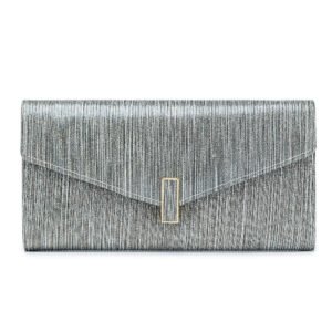 Silver Leather Evening Wallet Purse