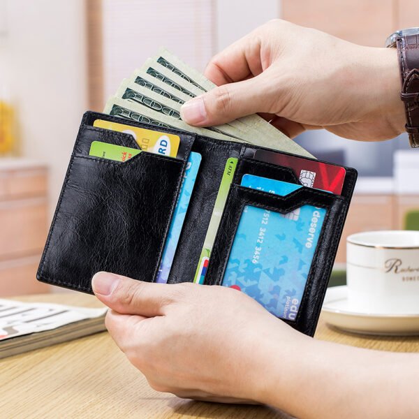 Black Wax Oil Leather Man Wallet - Image 4
