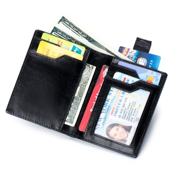 Black Wax Oil Leather Man Wallet - Image 5