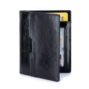 Black Wax Oil Leather Man Wallet
