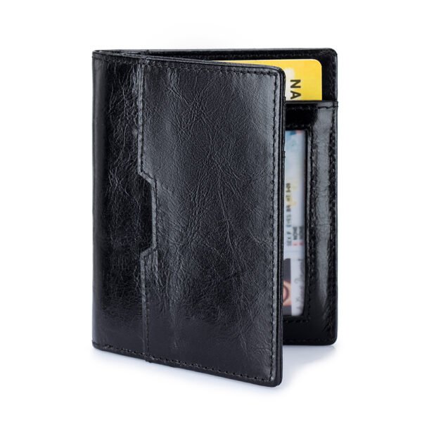 Black Wax Oil Leather Man Wallet