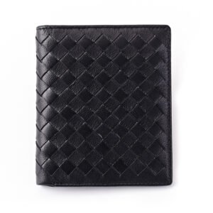 Woven Lambskin Leather Vertical Wallet