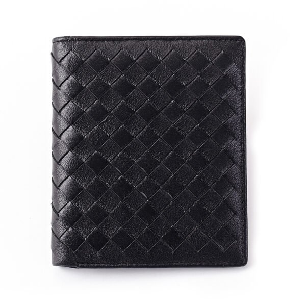 Woven Lambskin Leather Vertical Wallet