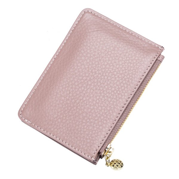 Pink Real Leather Zipper Coin Purse - Image 3