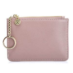 Pink Real Leather Zipper Coin Purse