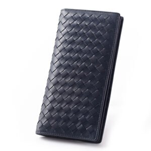 Black Sheepskin Men Long Wallet
