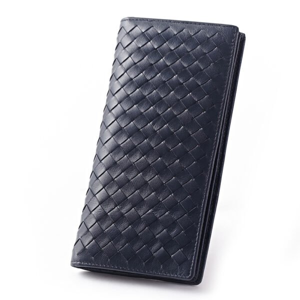 Black Sheepskin Men Long Wallet