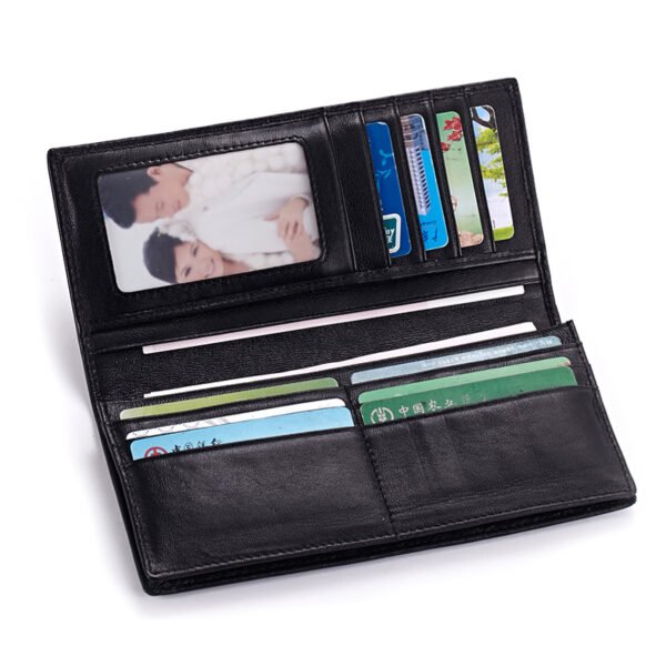 Black Sheepskin Men Long Wallet - Image 4