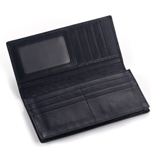 Black Sheepskin Men Long Wallet - Image 5