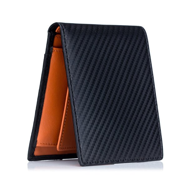Carbon Fiber Leather Short Coin Wallet - Image 3