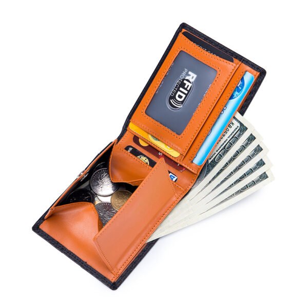 Carbon Fiber Leather Short Coin Wallet - Image 6